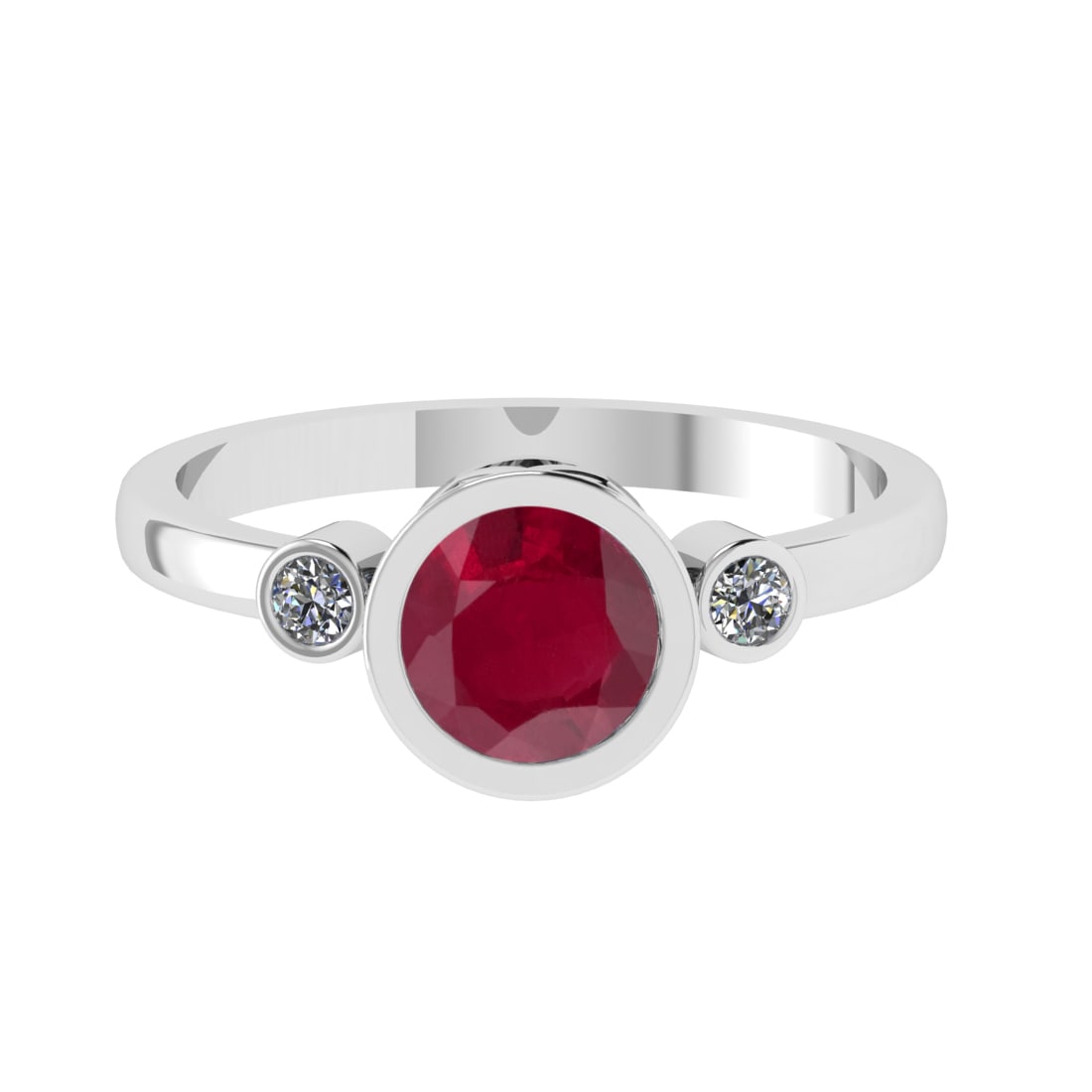 0.91 Ctw VS/SI1 Ruby and Diamond 14k white Gold Engagement Ring (ALL DIAMON: Center Stone Weight :-0.84 Ctw ( Round Cut) Center Stone Color :-Ruby Center Stone Setting : Prong Side Diamond Weight Of Ctw :- 0.07 Ctw Color : G-H Clarity : VS/SI1 Daimond Setting : Prong Metal