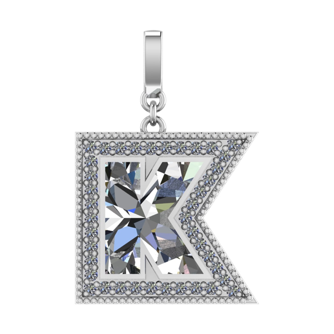 1.41 Ctw SI2/SI1 Diamond Prong Set 14k White Gold Alphabet-K Pendant (ALL D (1 of 1)