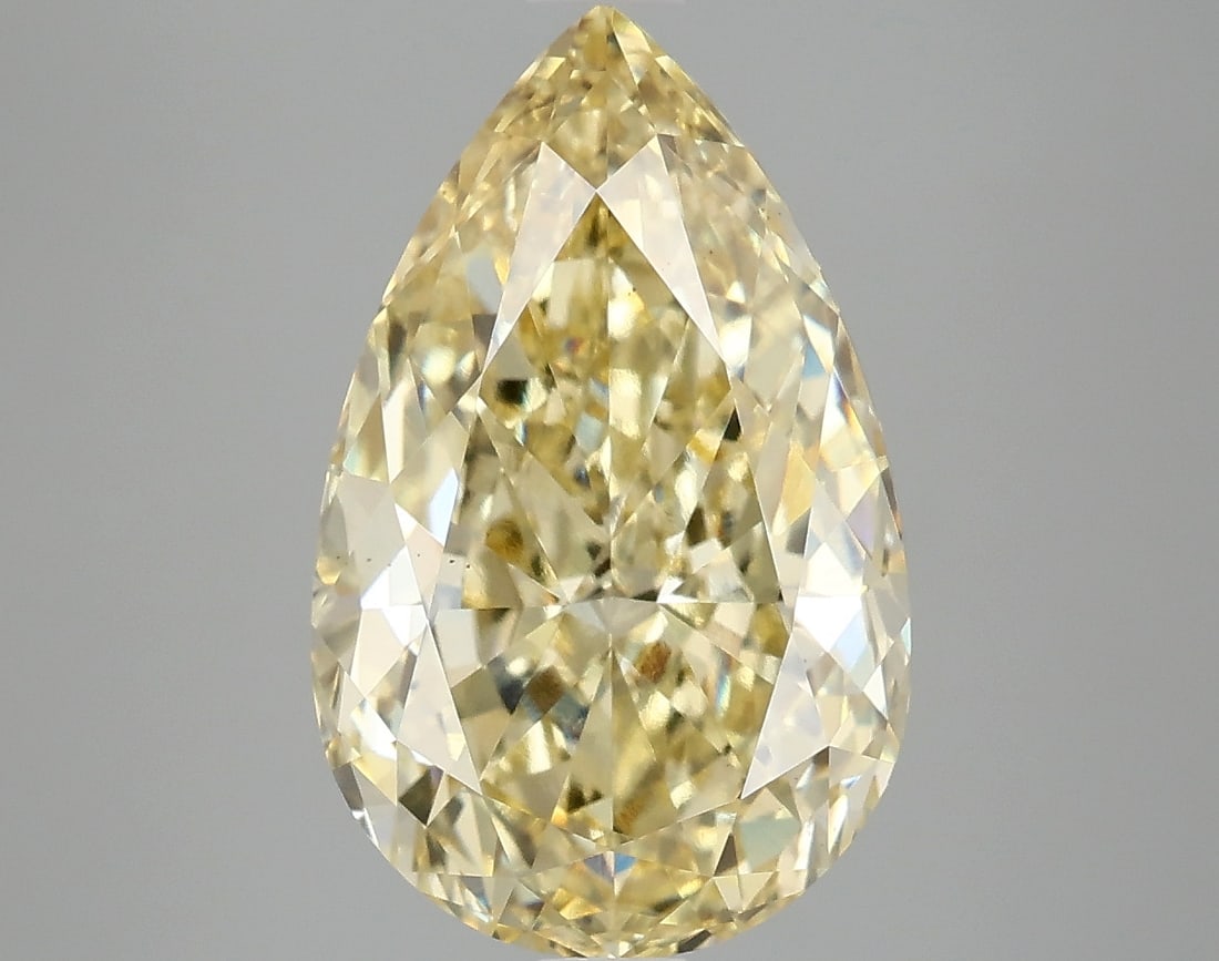52ct Pear Cut Lab Grown Diamond: IGI Certified Pear Cut Loose Diamond (LAB GROWN) - Weight: 52 ctw; Color: Fancy Intense Yellow; Clarity: VS2 #3SS99262v15