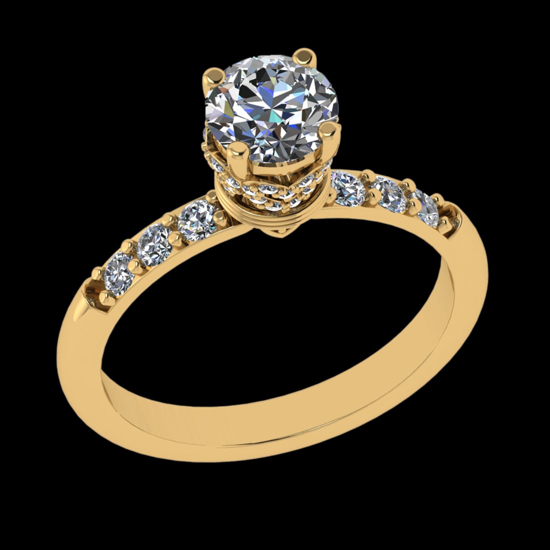 1.25 Ctw VS/SI1 Diamond 10k Yellow Gold Engagement Ring (ALL DIAMOND ARE LA: Center Daimond Weight :-0.84 Ctw ( Round Cut) Color : J-K Clarity : VS/SI1 Side Diamond Weight Of Ctw 0.41 Ctw Color : J-K Clarity : VS/SI1 Daimond Setting : Prong Metal Weight : Approx 3.86 gram 10k