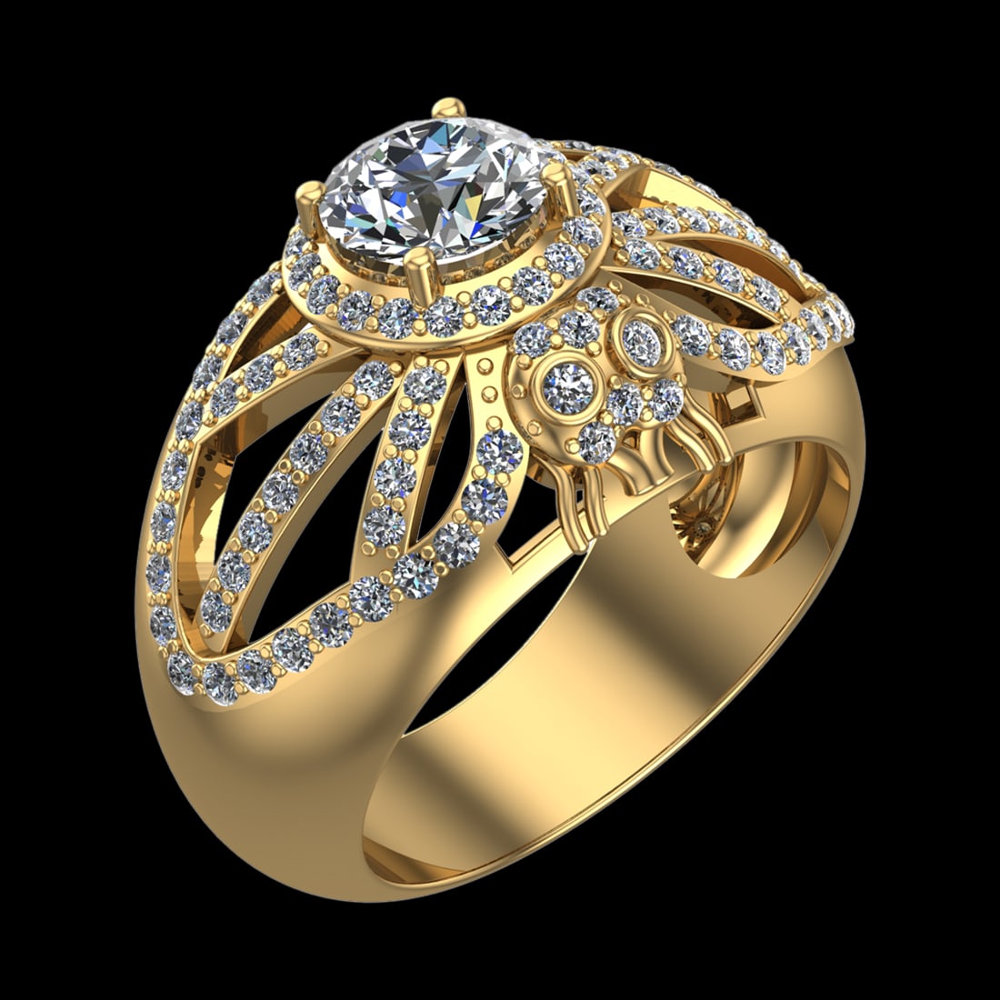 2.34 Ctw VS/SI1 Diamond Prong Set 10k Yellow Gold Engagement Ring (ALL DIAM: Center Daimond Weight :-1.30 Ctw ( Round Cut) Color : J-K Clarity : VS/SI1 Side Diamond Weight Of Ctw 1.04 Ctw Color : J-K Clarity : VS/SI1 Daimond Setting : Prong Metal Weight : Approx 11.48 gram 10k