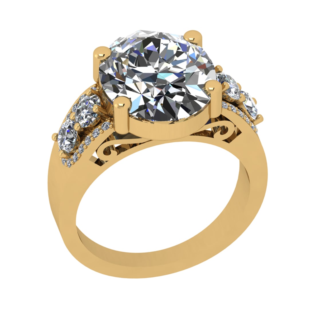 4.24 Ctw SI2/SI1 Diamond Prong Set 14k Yellow Gold Engagement Ring: Center Daimond Weight :-3.50 Ctw ( Oval Cut) Color : G-H Clarity : SI2/SI1 Side Diamond Weight Of Ctw 0.74 Ctw Color : G-H Clarity : SI2/SI1 Daimond Setting : Prong Metal Weight : Approx 5.60 gram