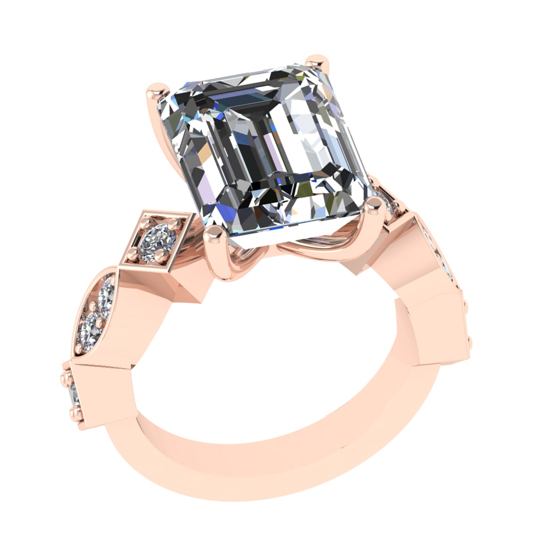 3.05 Ctw VS/SI1 Diamond 14k Rose Gold Engagement Ring (ALL DIAMOND ARE LAB: Center Daimond Weight :-2.50 Ctw ( Emerald Cut) Color : G-H Clarity : VS/SI1 Side Diamond Weight Of Ctw 0.55 Ctw Color : G-H Clarity : VS/SI1 Daimond Setting : Prong Metal Weight : Approx 6.64 gram