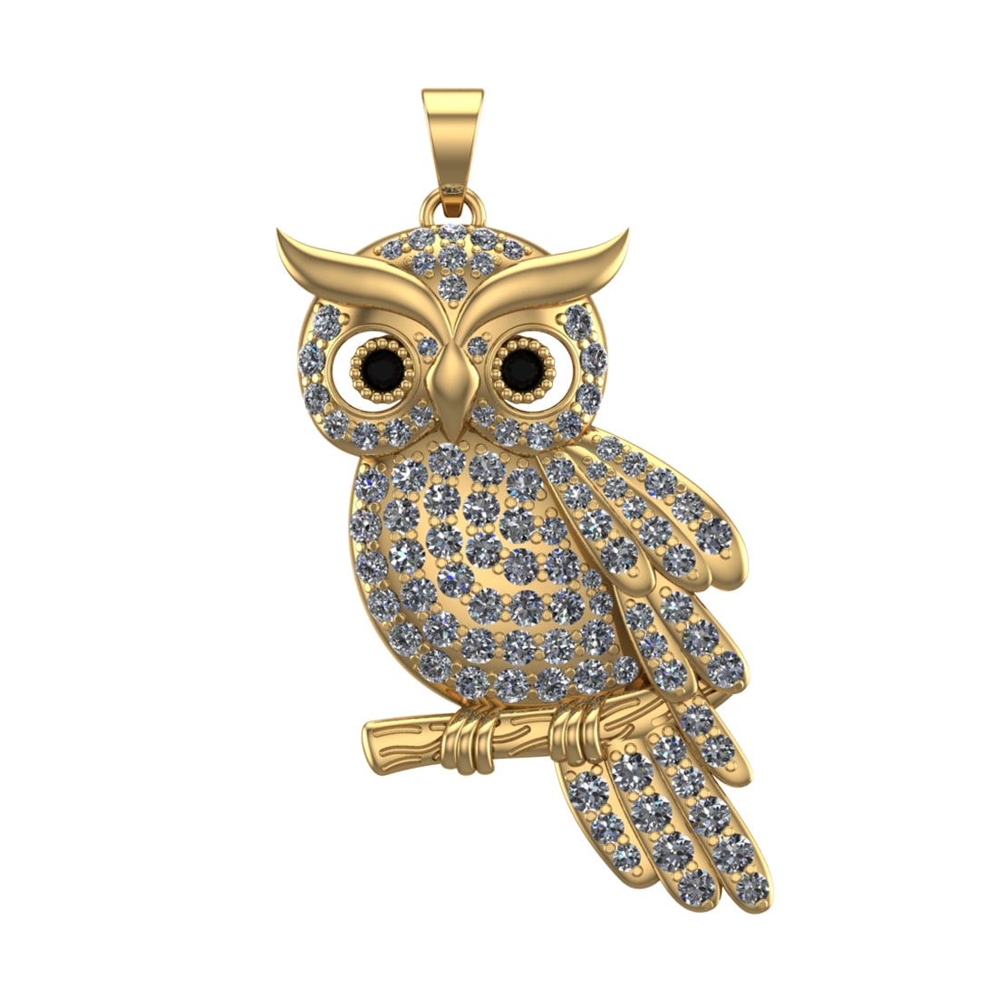 1.92 Ctw SI1/SI2 Diamond 14k Yellow Gold Creature Pendant(ALL DIAMOND ARE L: Eye Stone Weight :- 0.02 ctw Eye Stone Color :- Treated Fancy Black Diamond Total Daimond Weight :-1.90 Ctw Color : G-H Clarity : SI1/SI2 Setting : Prong Metal Weight : Approx 18.28 gram 14k Yellow