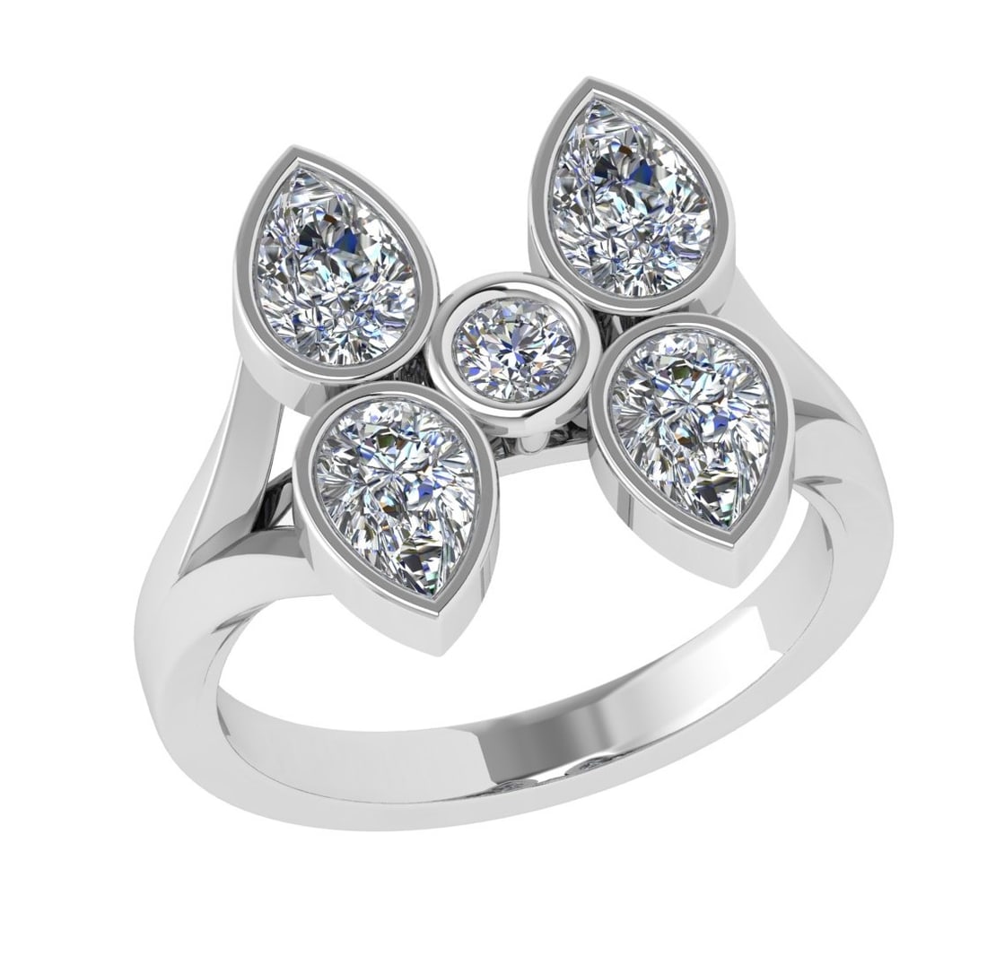 2.11 Ctw SI2/SI1 Diamond Bezel Set 14k white Gold Solitaire Ring: Center Daimond Weight :-2.11 Ctw ( Pear & Round Cut) Color : G-H Clarity : SI2/SI1 Daimond Setting : Bezel Metal Weight : Approx 5.60 gram 14k White Gold Solitaire Ring Current Ring Size 6 (ALL DIAMON