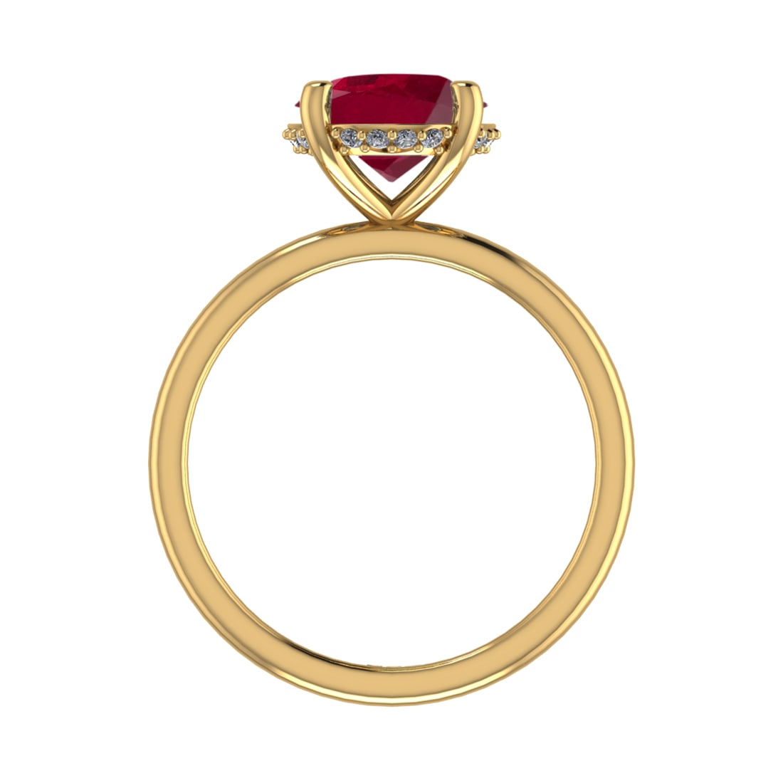 2.59 Ctw VS/SI1 Ruby and Diamond 14k Yellow Gold Engagement Ring (ALL DIAMO: Center Stone Weight :-2.50 Ctw ( Oval Cut) Center Stone Color :-Ruby Center Stone Setting : Prong Side Diamond Weight Of Ctw :- 0.09 Ctw Color : J-K Clarity : VS/SI1 Daimond Setting : Prong Metal Weig