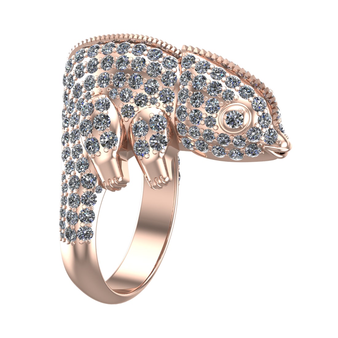 4.59 Ctw SI2/SI1 Diamond Prong Set 14k Rose Gold Creature animal theme Ring: Total Daimond Weight :-4.59 Ctw Color : G-H Clarity : SI2/SI1 Setting : Prong Metal Weight : Approx 22.20 gram 14k Rose Gold Creature animal theme Ring Size 8 (ALL DIAMOND ARE LAB GROWN) #3SS22586v15