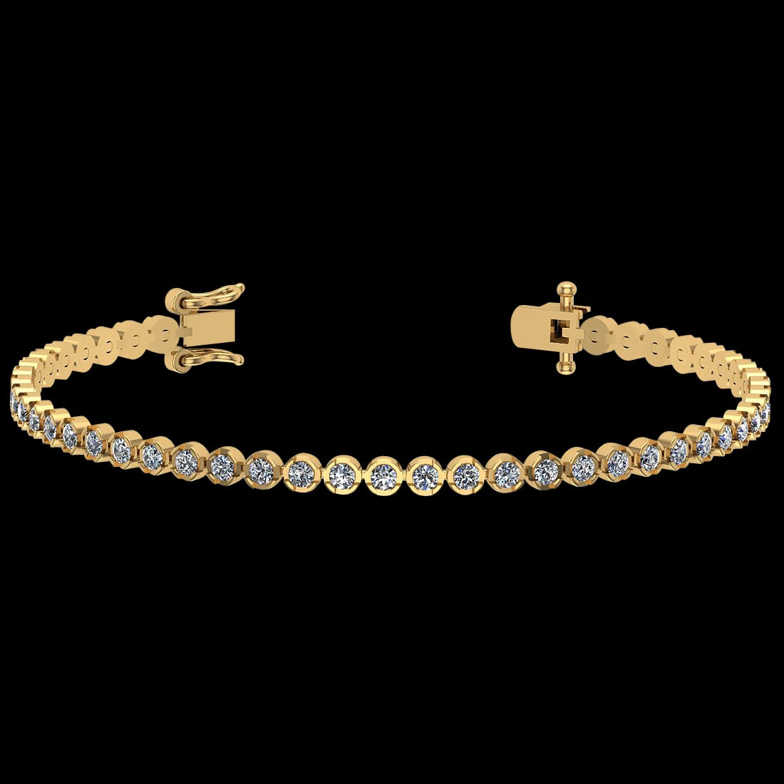 2.60 Ctw VS/SI1 Diamond 14K Yellow Gold Bracelet (ALL DIAMOND ARE LAB GROWN: Center Diamond Weight : 2.60 Ctw (Round Cut) Center Diamond Color :- J-K Center Clarity : VS/SI1 Stone Setting : Prong 14K Yellow Gold Bracelet Size -7 Inch (ALL DIAMOND ARE LAB GROWN ) #3SS73306v14