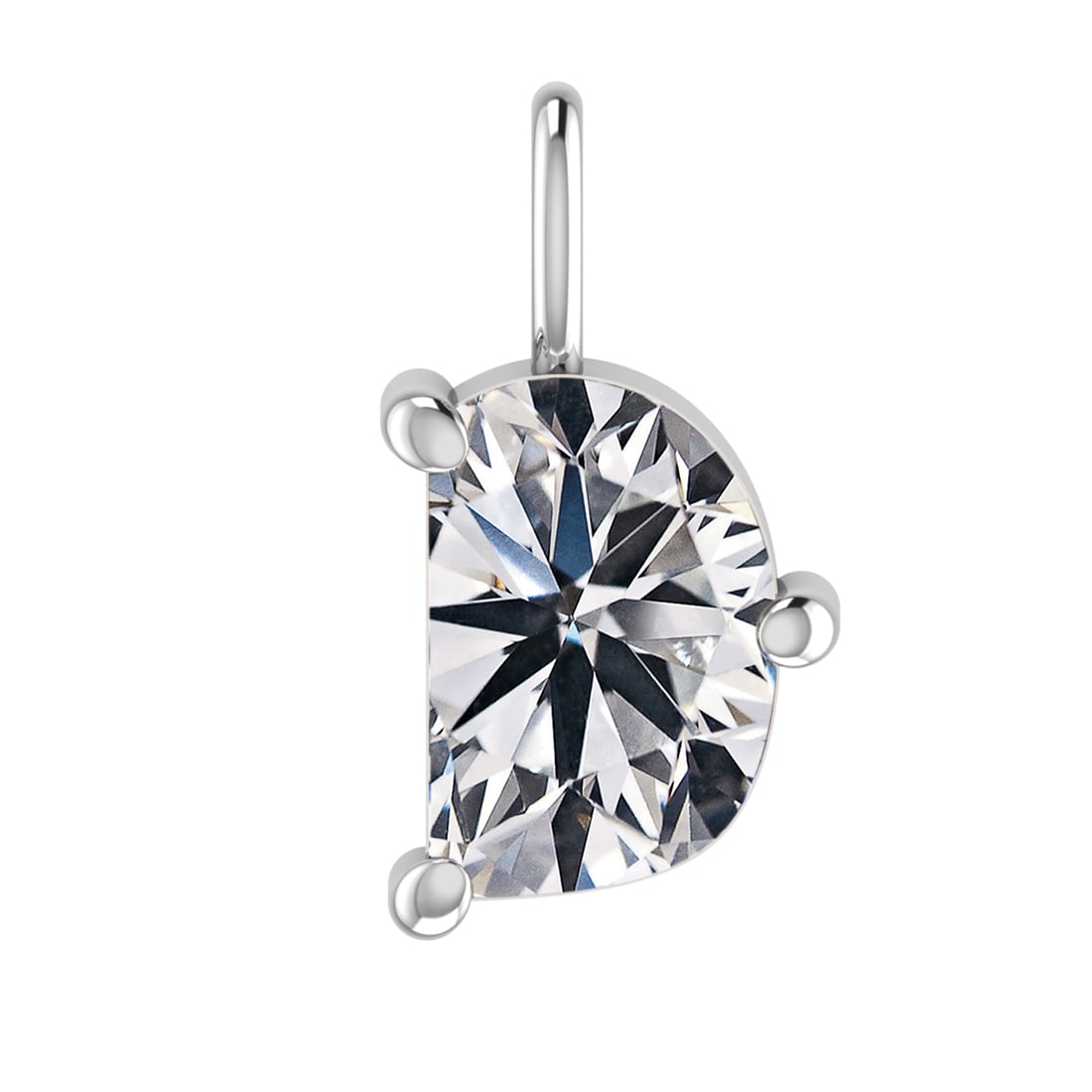 0.60 ctw VS Diamond Style Prong Set 14k White Gold Alphabet-D Pendant (ALL (1 of 1)