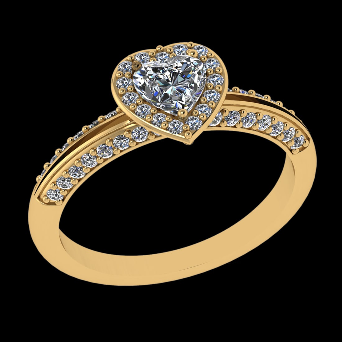 0.88 Ctw VS/SI1 Diamond 10k Yellow Gold Engagement Ring (ALL DIAMOND ARE LA: Center Daimond Weight :-0.50 Ctw ( Heart Cut) Color : J-K Clarity : VS/SI1 Side Diamond Weight Of Ctw 0.38 Ctw Color : J-K Clarity : VS/SI1 Daimond Setting : Prong Metal Weight : Approx 4.33 gram 10k