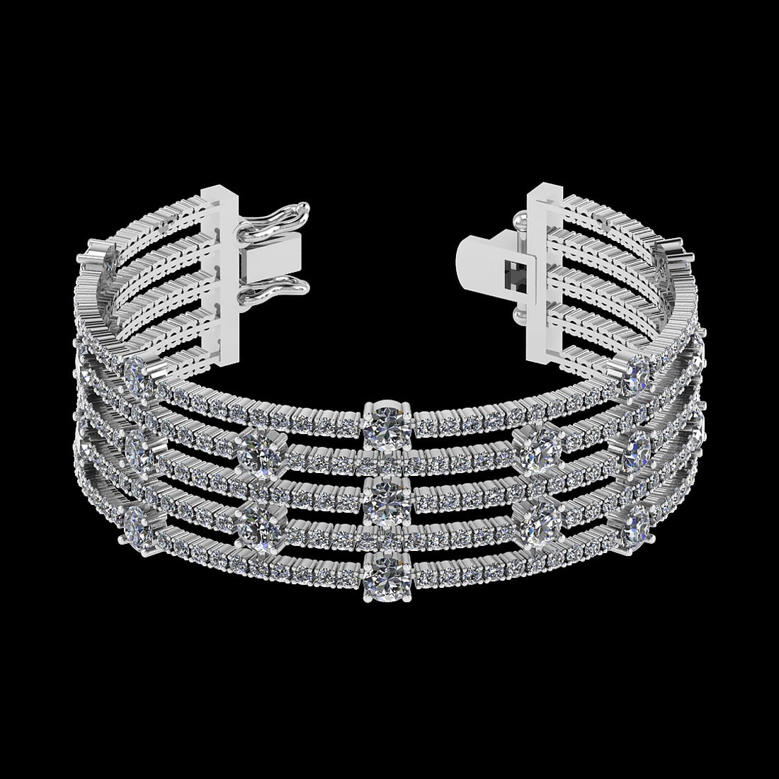 20.06 Ctw VS/SI1 Diamond Style 14K White Gold Bracelet (ALL DIAMOND ARE LAB: Center Diamond Weight : 4.00 Ctw ( Round Cut) Center Color :-J-K Center Stone Clarity :- VS/SI1 Center Stone Setting : Prong Side Stone Weight Of Ctw 16.06 Ctw Side Stone Color : J-K Stone Clarity :
