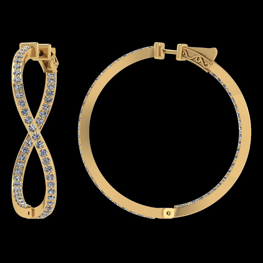 2.22 Ctw VS/SI1 Diamond 14K Yellow Gold Hoop Earrings (ALL DIAMOND ARE LAB: Center Diamond Weight : 2.22 Ctw (Round Cut) Center Diamond Color :- J-K Center Clarity : VS/SI1 Stone Setting : Prong 14K Yellow Gold Hoop Earrings (ALL DIAMOND ARE LAB GROWN ) Size:-1.50Inch (ALL DI