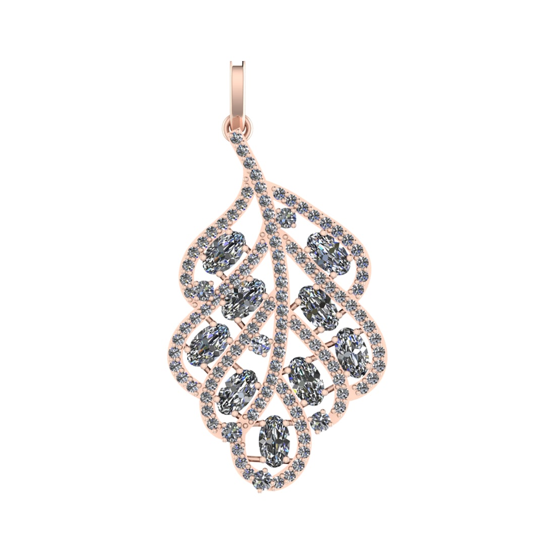 2.91 Ctw SI2/SI1 Emerald and Diamond 14k Rose Gold Pendant (ALL DIAMOND ARE: Center Stone Weight :-1.89 Ctw ( Oval Cut) Center Stone Color :-Emerald Center Stone Setting : Prong Side Diamond Weight Of Ctw 1.02 Ctw Color : G-H Clarity : SI2/SI1 Stone Setting : Prong Metal Weigh