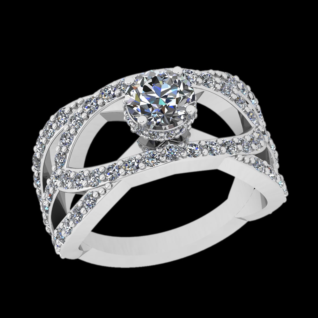 2.33 Ctw I2/I3 Diamond Prong Set 10k white Gold Engagement Ring: Center Daimond Weight :-0.84 Ctw ( Round Cut ) Color : J-K Clarity : I2/I3 Side Diamond Weight Of Ctw 1.49 Ctw Color : J-K Clarity : I2/I3 Daimond Setting : Prong Metal Weight : Approx 7.89 gram 10k W
