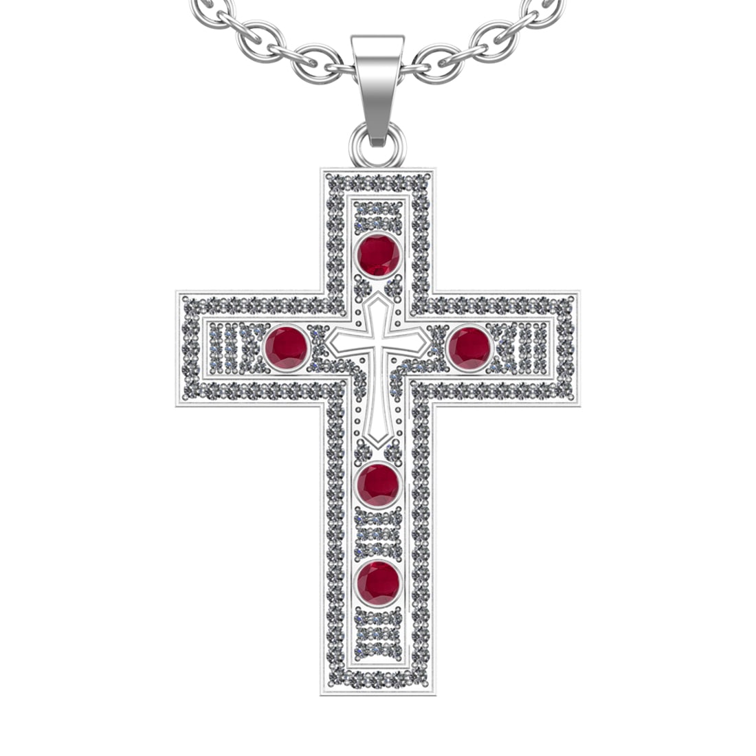 1.96 Ctw VS/SI1 Ruby and Diamond 14k white Gold Pandant Necklace (ALL DIAMO (1 of 1)