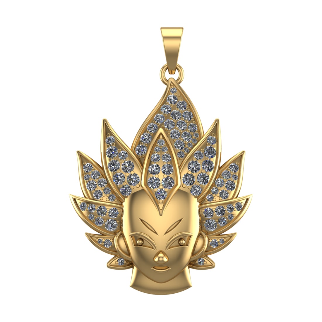 2.40 Ctw SI2/SI1 Diamond Prong Set 14k Yellow Gold Anime Theme Pendant (ALL: Total Daimond Weight :-2.40 Ctw Color : G-H Clarity : SI2/SI1 Setting : Prong Metal Weight : Approx 47.37 gram 14k Yellow Gold Anime Theme Pendant (ALL DIAMOND ARE LAB GROWN ) #3SS96479v15