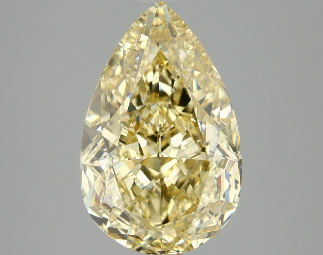 4.08ct Pear Cut Lab Grown Diamond: IGI CertifiedPearCut Loose Diamond (LAB GROWN) - Weight:4.08 ctw; Color: Fancy Intense Yellow; Clarity: VS1 #3SS98699v15