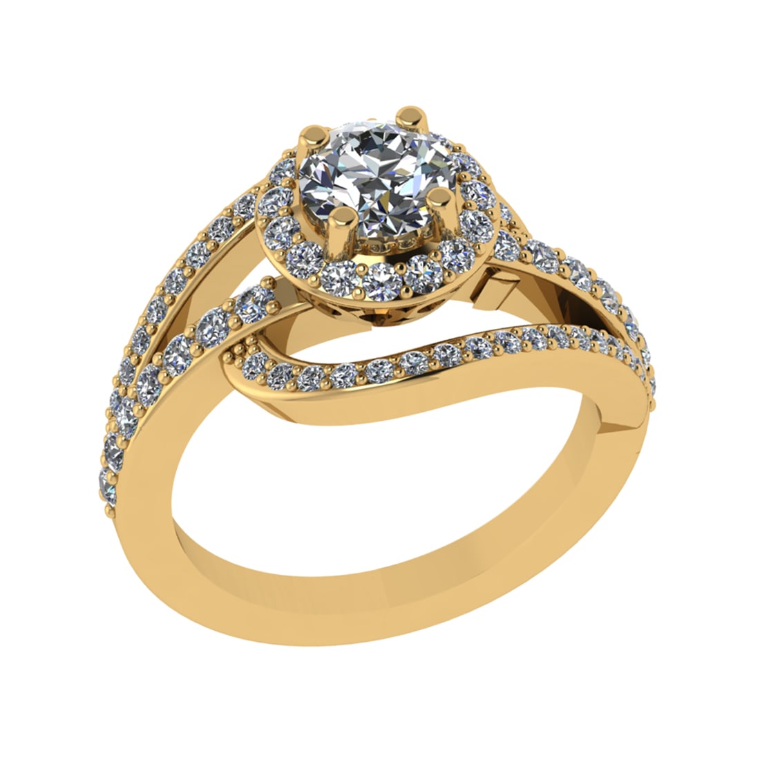 1.61 Ctw SI2/SI1 Diamond 14K Yellow Gold Engagement Ring (ALL DIAMOND ARE L (1 of 2)