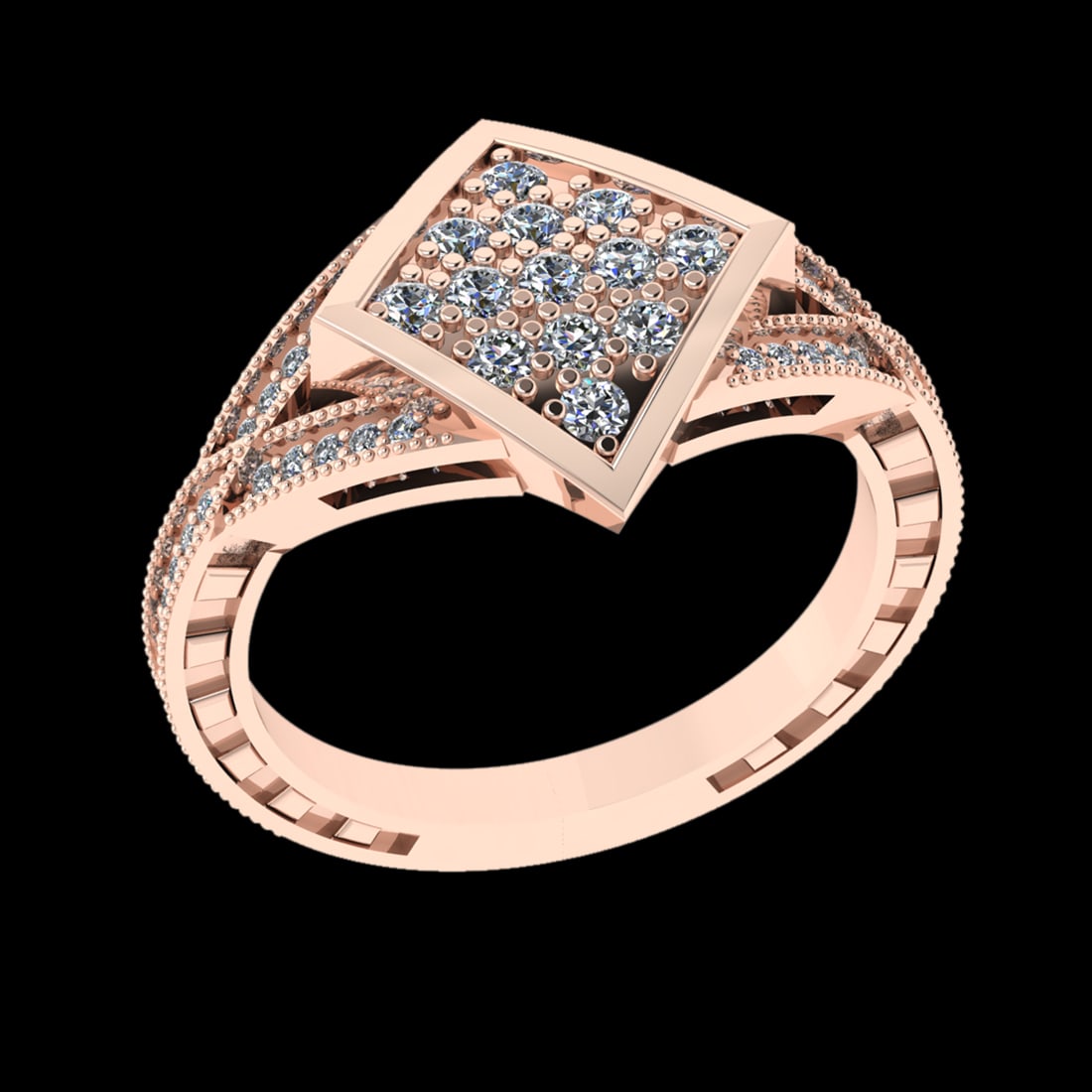 0.56 Ctw VS/SI1 Diamond Prong Set 18K Rose Gold Cluster Engagement Ring (1 of 2)