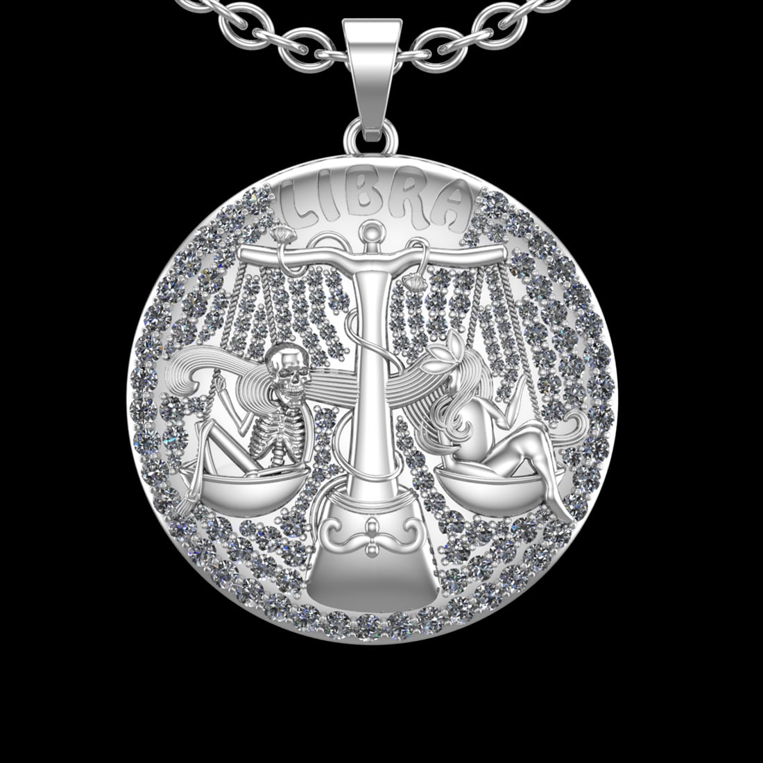 3.86 Ctw VS/SI1 Diamond 10K White Gold Sodiac Sign theme Pendant (ALL DIAMO (1 of 1)