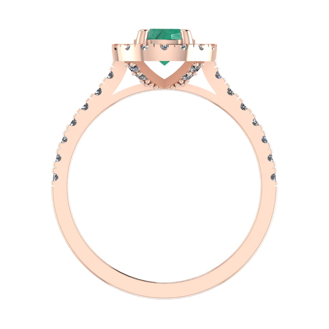 0.92 Ctw VS/SI1 Emerald and Diamond 14k Rose Gold Engagement Ring (ALL DIAM: Center Stone Weight :-0.50 Ctw ( Round Cut) Center Stone Color :-Emerald Center Stone Setting : Prong Side Diamond Weight Of Ctw :- 0.42 Ctw Color : J-K Clarity : VS/SI1 Daimond Setting : Prong Metal