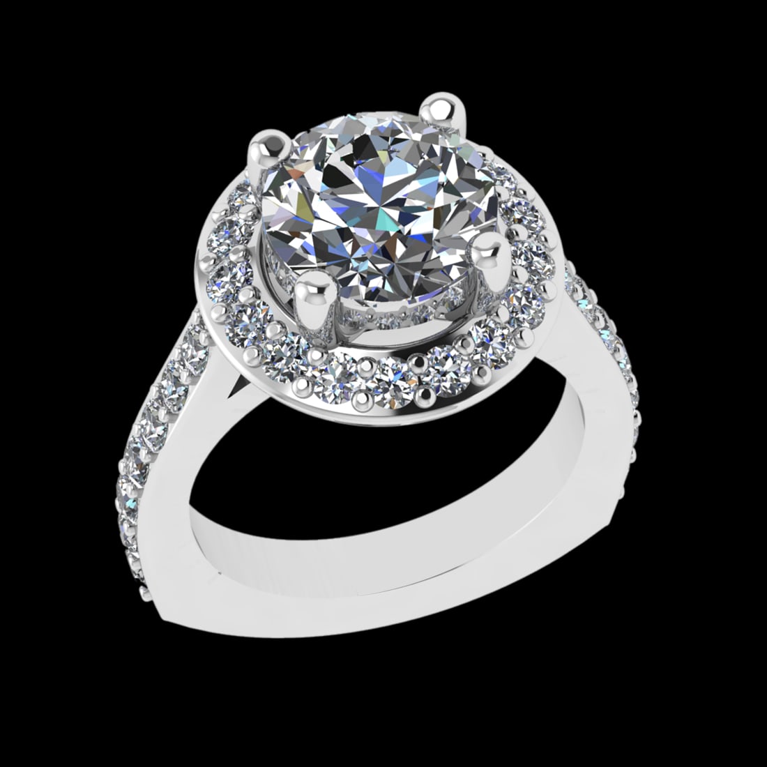 5.08 Ctw VS/SI1 Diamond 10k white Gold Engagement Ring (ALL DIAMOND ARE LAB: Center Daimond Weight :-3.87 Ctw ( Round Cut) Color : J-K Clarity : VS/SI1 Side Diamond Weight Of Ctw 1.21 Ctw Color : J-K Clarity : VS/SI1 Daimond Setting : Prong Metal Weight : Approx 8.46 gram 10k