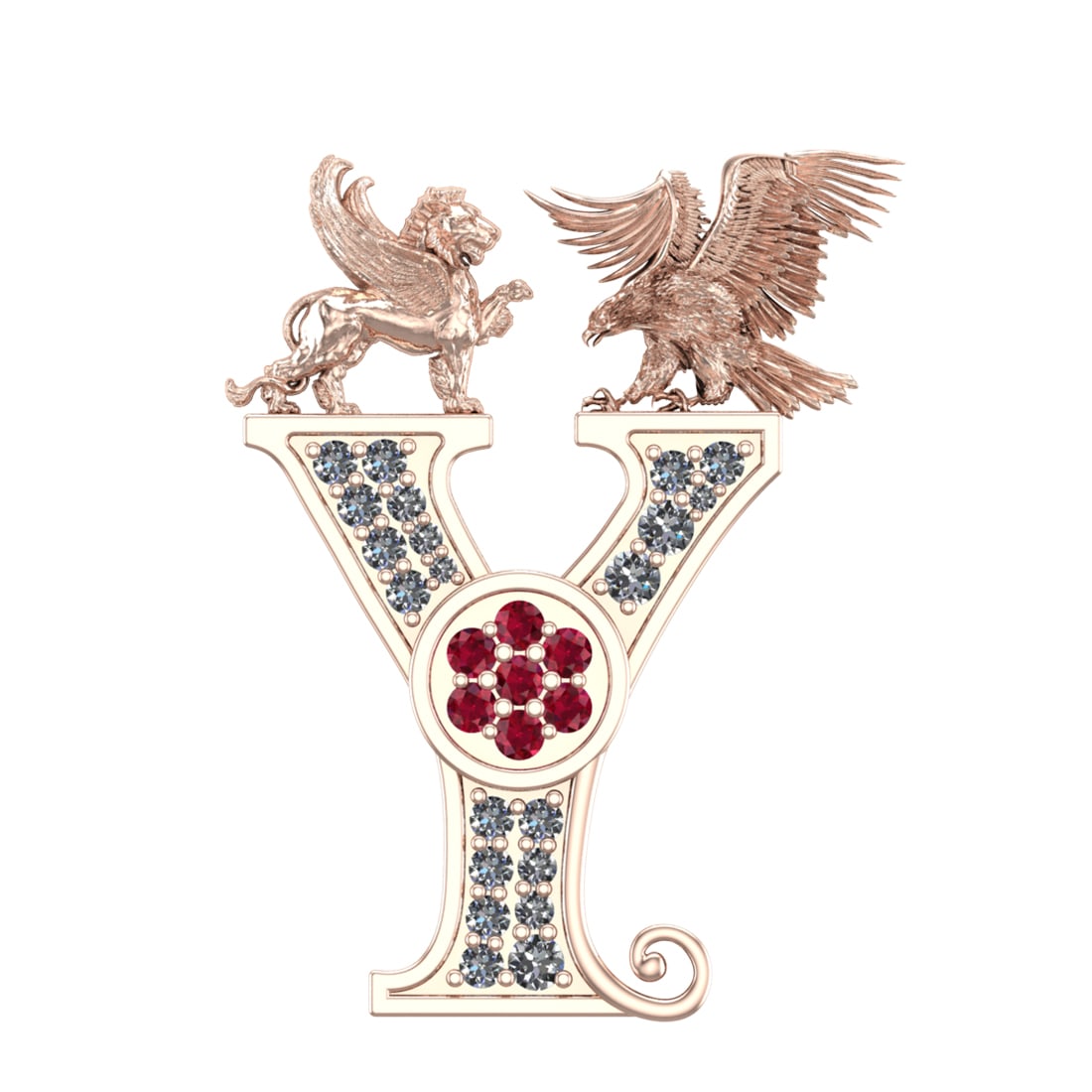 0.55 Ctw SI1/SI2 Ruby and Diamond 14k Rose Gold Creature themed Brooch (ALL: Center Stone Weight :- 0.17 ctw Center Stone Color :- Ruby Side Weight Of Ctw Weight :-0.37 Ctw Color : G-H Clarity : SI1/SI2 Setting : Prong Metal Weight : Approx 5.61 gram 14k Rose Gold Creature