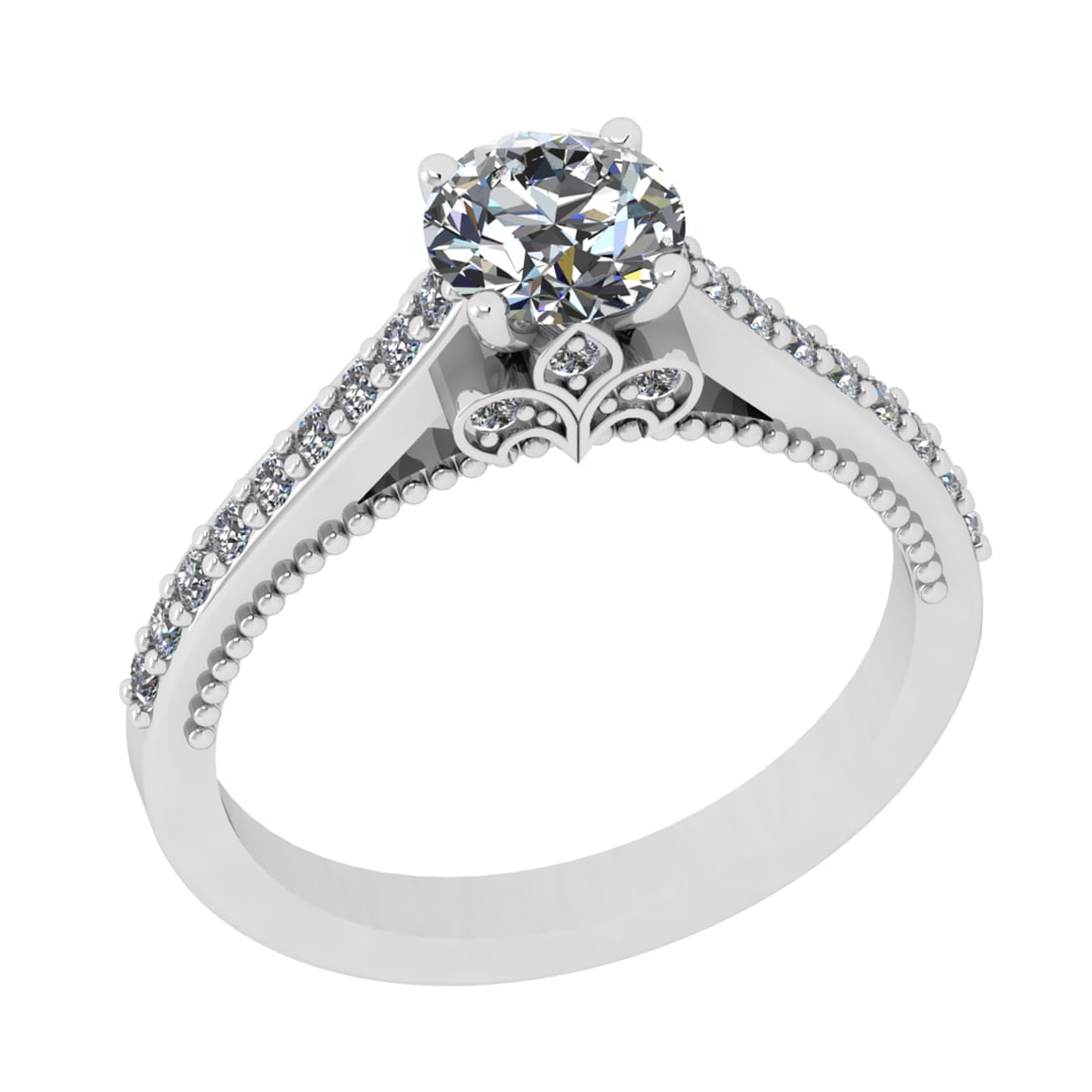1.15 Ctw SI1/SI2 Diamond Prong Set 14k white Gold Engagement Ring: Center Daimond Weight :-0.84 Ctw ( Round Cut) Color : G-H Clarity : SI1/SI2 Side Diamond Weight Of Ctw 0.31 Ctw Color : G-H Clarity : SI1/SI2 Daimond Setting : Prong Metal Weight : Approx 3.99 gram 14