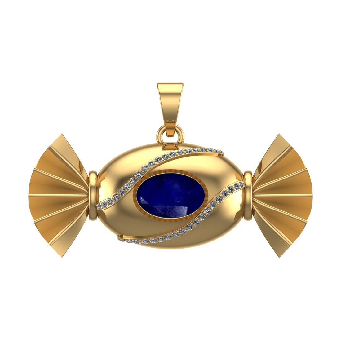 4.94 Ctw VS/SI1 Blue Sapphire and Diamond 14k Yellow Gold Pandant (ALL DIAM (1 of 1)