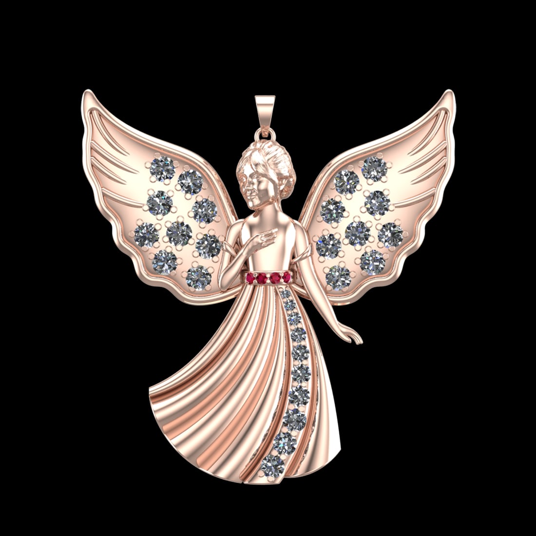 1.63 Ctw VS/SI1 Diamond Prong Set 18K Rose Gold fairy Girls Theme Pendant ( (1 of 1)