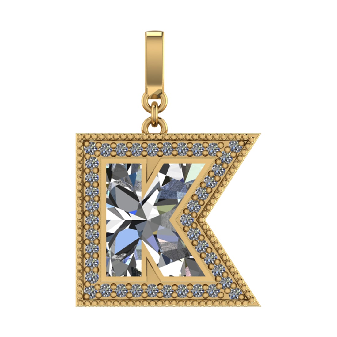 1.41 Ctw SI2/SI1 Diamond Prong Set 14k Yellow Gold Alphabet-K Pendant (ALL (1 of 1)