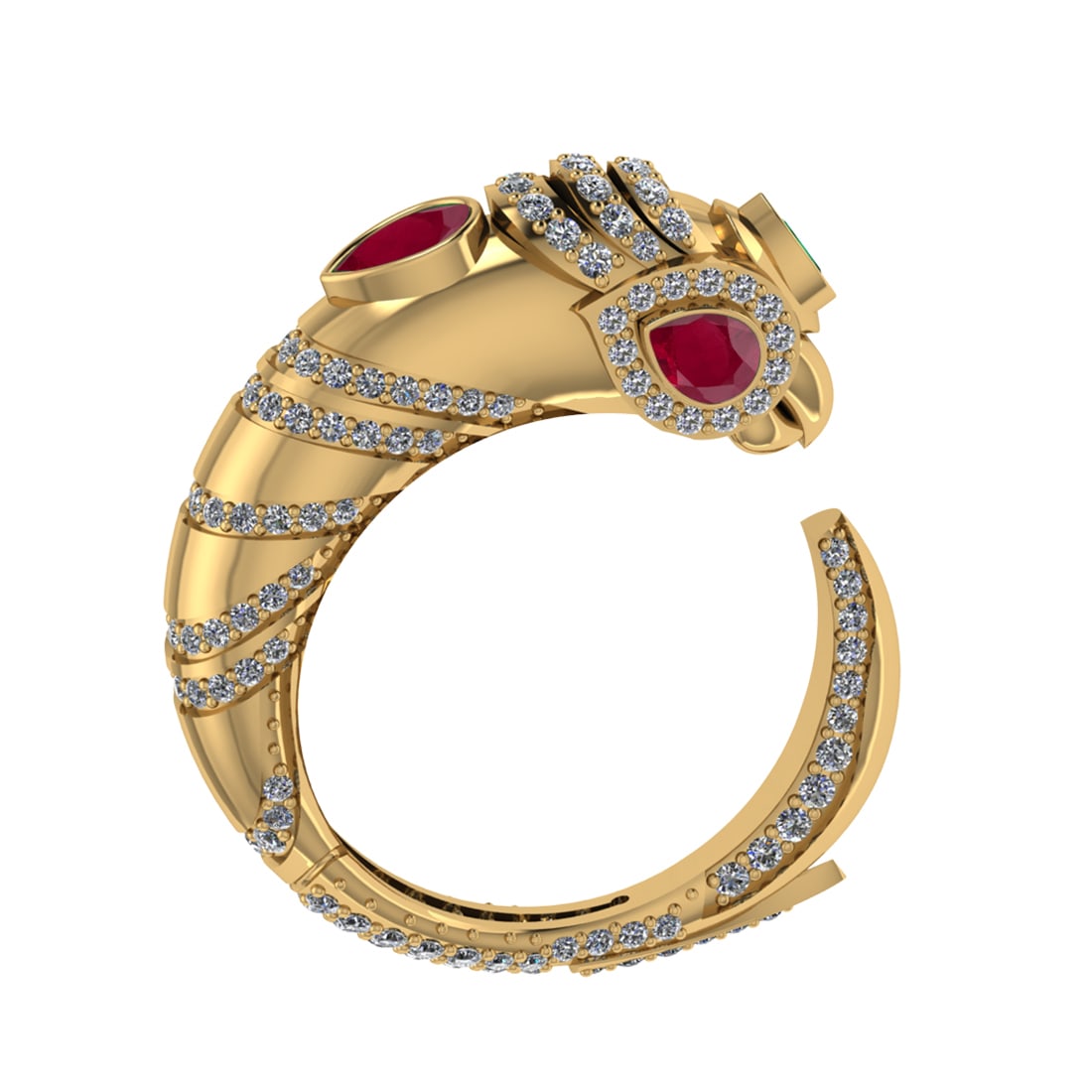 1.82 Ctw VS/SI1 Ruby and Diamond 14K Yellow Gold Engagement Ring ALL DIAMON: Center Stone Weight 0.83Ctw (Pear cut) Color :- Ruby Center Stone Setting : Prong Side Diamond Weight Of Ctw0.99 Ctw Color : J-K Clarity : VS/SI1 Stone Setting : Prong Metal Weight : Approx10.73gram 1