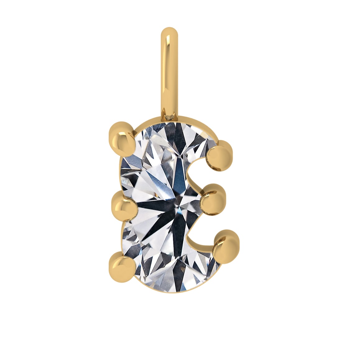 1.22 ctw VS Diamond Style Prong Set 14k Yellow Gold Alphabet-E Pendant (ALL: Total Daimond Weight :-1.22 Ctw Color : White Clarity : VS Setting : Prong Metal Weight : Approx 3.60 gram 14k Yellow Gold Alphabet-E Pendant (ALL LAB GROWN Diamond ) #3SS96050v15