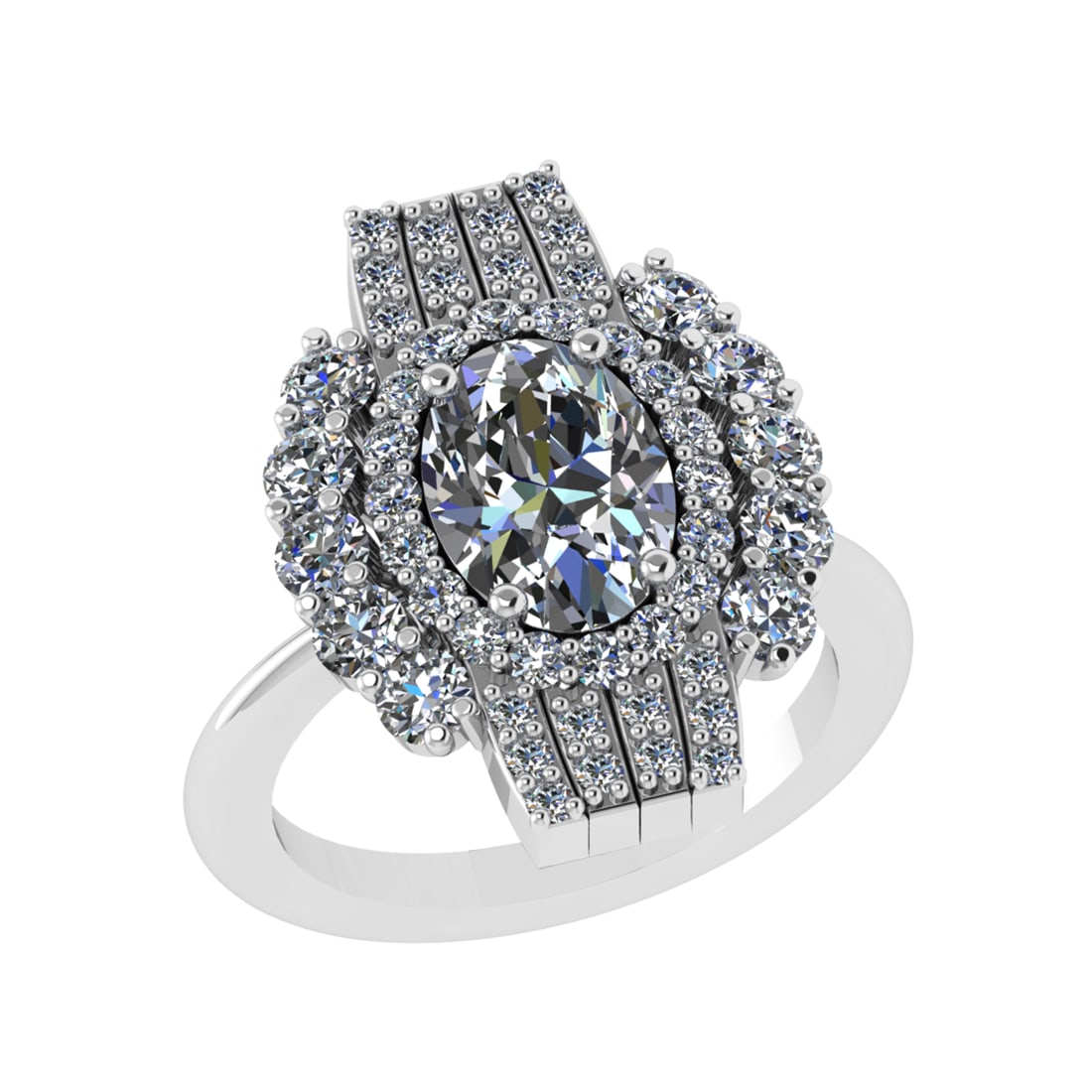 3.83 Ctw SI1/SI2 Diamond 14k white Gold Engagement Ring (ALL DIAMOND ARE LA (1 of 2)