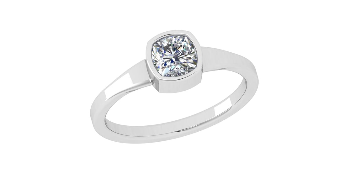 0.50 Ctw SI2/SI1 Diamond Bezel Set 14k white Gold Solitaire Ring (1 of 2)