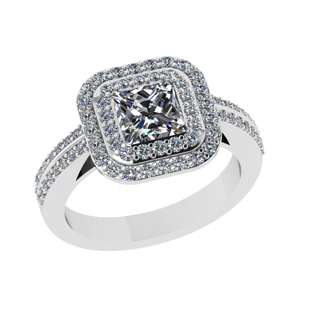 1.70 Ctw VS/SI1 Diamond 14K White Gold Engagement Ring (ALL DIAMOND ARE LAB: Center Diamond Weight : 1.00 Ctw ( Princess Cut) Center Diamond Color :-J-K Center Stone Setting : Prong Clarity : VS/SI1 Total Weight Of Ctw 0.70 Ctw Color : J-K Clarity : VS/SI1 Stone Setting :