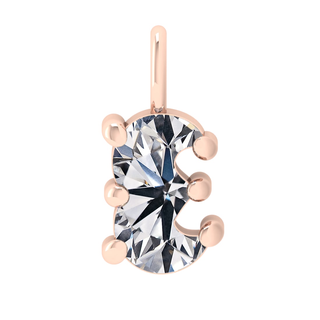 1.22 ctw VS Diamond Style Prong Set 14k Rose Gold Alphabet-E Pendant (ALL L (1 of 1)