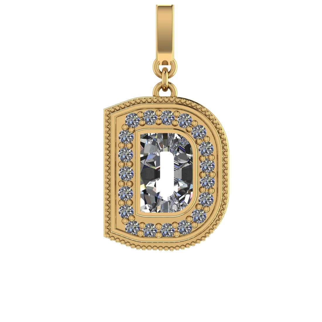 0.81 Ctw SI2/SI1 Diamond Prong Set 14k Yellow Gold Alphabet-D Pendant (ALL (1 of 1)
