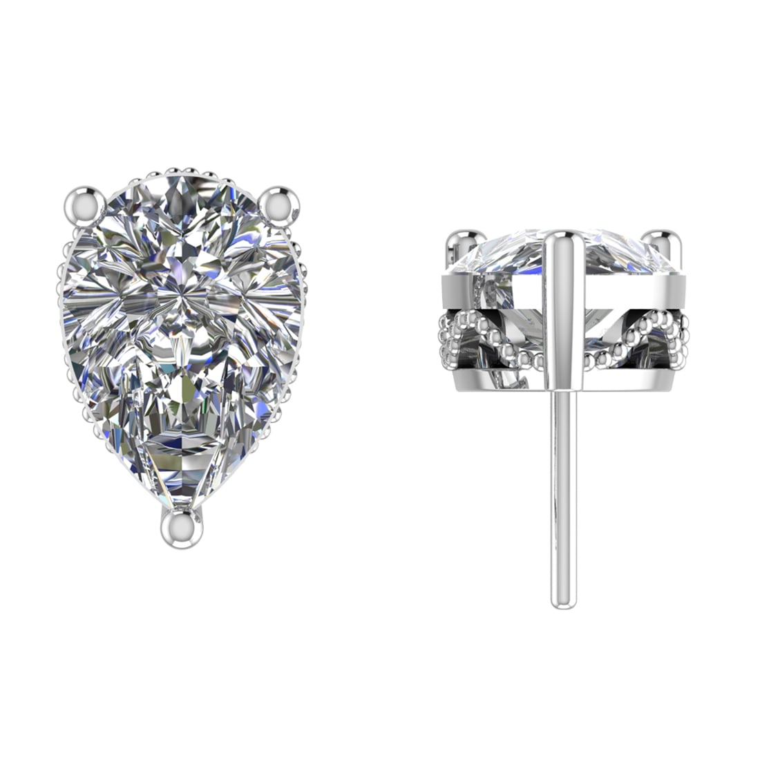 4.00 Ctw SI2/SI1 Diamond Prong Set 14k White Gold Stud Earrings (ALL DIAMON: Center Diamond Weight :-4.00 Ctw ( 2 Pec Pear Cut ) Color :-G-H Clarity : SI2/SI1 Setting : Prong Metal Weight : Approx 2.23 Gram 14k White Gold Stud Earrings (ALL DIAMOND ARE LAB GROWN ) #3SS97801v15