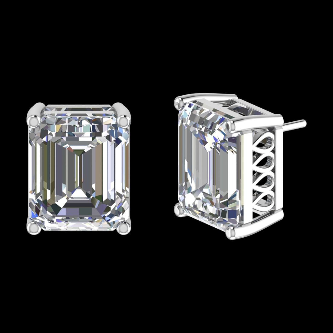 3.20 Ctw VS/SI1 Diamond 14k White Gold Stud Earrings (ALL DIAMOND ARE LAB G: Center Diamond Weight :-3.20 Ctw ( 2 Pec Emerald Cut ) Color :-G-H (ALL DIAMOND ARE LAB GROWN ) Clarity : VS/SI1 Setting : Prong Metal Weight : Approx 3.50 Gram 14k White Gold Stud Earrings (ALL