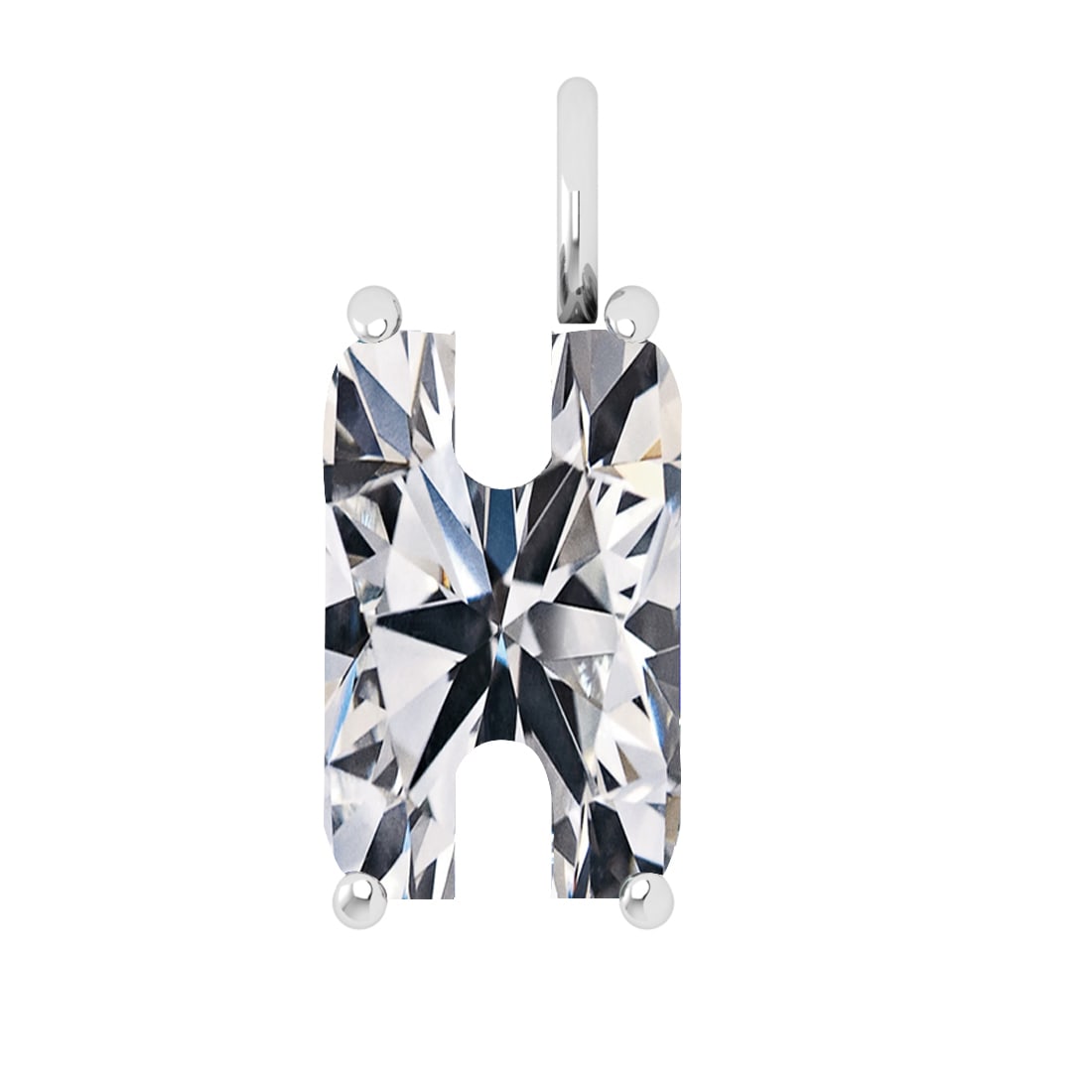 0.87 ctw VS Diamond Style Prong Set 14k White Gold Alphabet-H Pendant (ALL: Total Daimond Weight :-0.87 Ctw Color : White Clarity : VS Setting : Prong Metal Weight : Approx 3.60 gram 14k White Gold Alphabet-H Pendant (ALL LAB GROWN Diamond ) #3SS96061v15