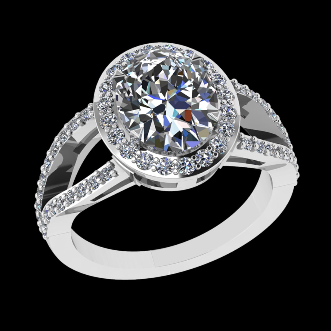 3.08 Ctw VS/SI1 Diamond 10K white Gold Engagement Ring (ALL DIAMOND ARE LAB: Center Daimond Weight :-2.50 Ctw ( Oval Cut) Color : G-H Clarity : VS/SI1 Side Diamond Weight Of Ctw 0.58 Ctw Color : G-H Clarity : VS/SI1 Daimond Setting : Prong Metal Weight : Approx 5.48 gram 10K
