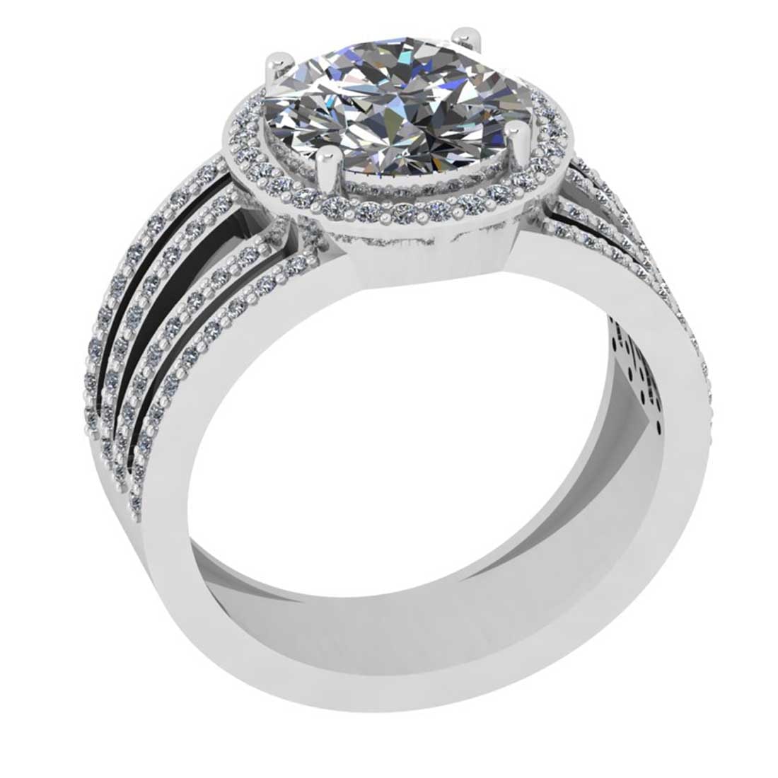 3.22 Ctw SI2/I1 Diamond Style Prong Set 18K White Gold Engagement Wedding R (1 of 2)