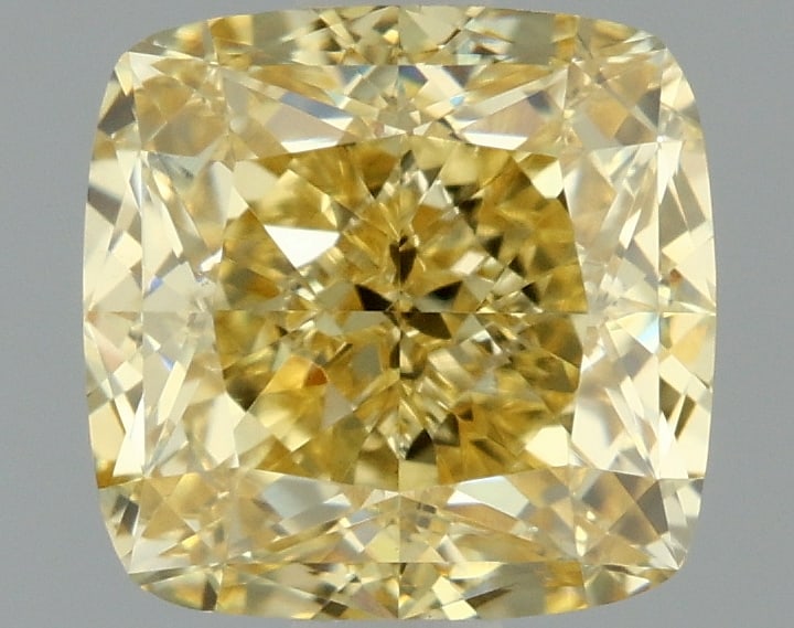 1.53ct Cushion Square Cut Lab Grown Diamond: IGI CertifiedCushion SquareCut Loose Diamond (LAB GROWN) - Weight:1.53 ctw; Color: Fancy Vivid Yellow; Clarity: VVS2 #3SS99114v15