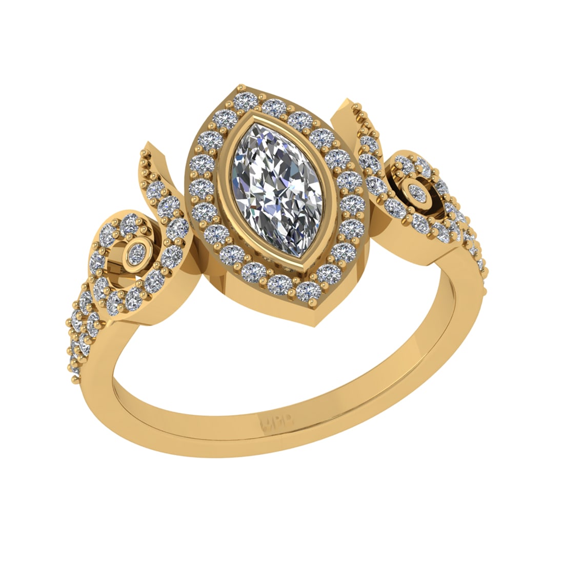 0.93 Ctw VS/SI1 Diamond 14K Yellow Gold Engagement Ring: Center Diamond Weight : 0.50 Ctw (Marquise Cut) Center Diamond Color :-J-K Center Stone Setting : Prong Clarity : VS/SI1 Total Weight Of Ctw 0.43 Ctw Color : J-K Clarity : VS/SI1 Stone Setting : Prong
