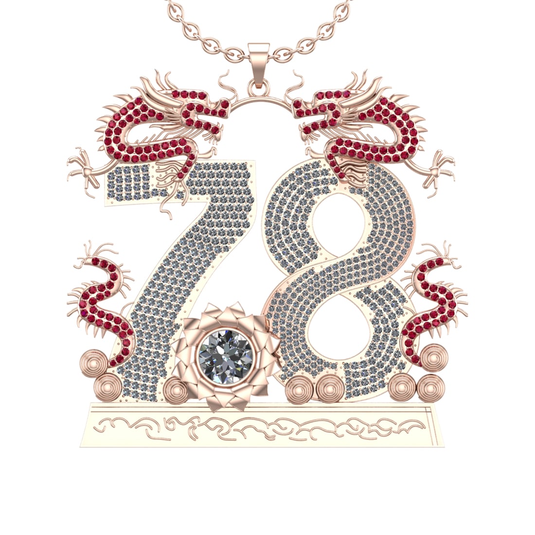 9.72 Ctw VS/SI1 Ruby And Diamond Style Prong Set 14K Rose Gold Poker theme: Color stone weight :- 2.01 Ctw (Round cut ) stone Color :- Ruby setting :-Prong Center Diamond Weight : 2.32 Ctw ( 1pec Round Cut ) Center Diamond Color : J-K Clarity : VS/SI1 Stone Setting : Prong