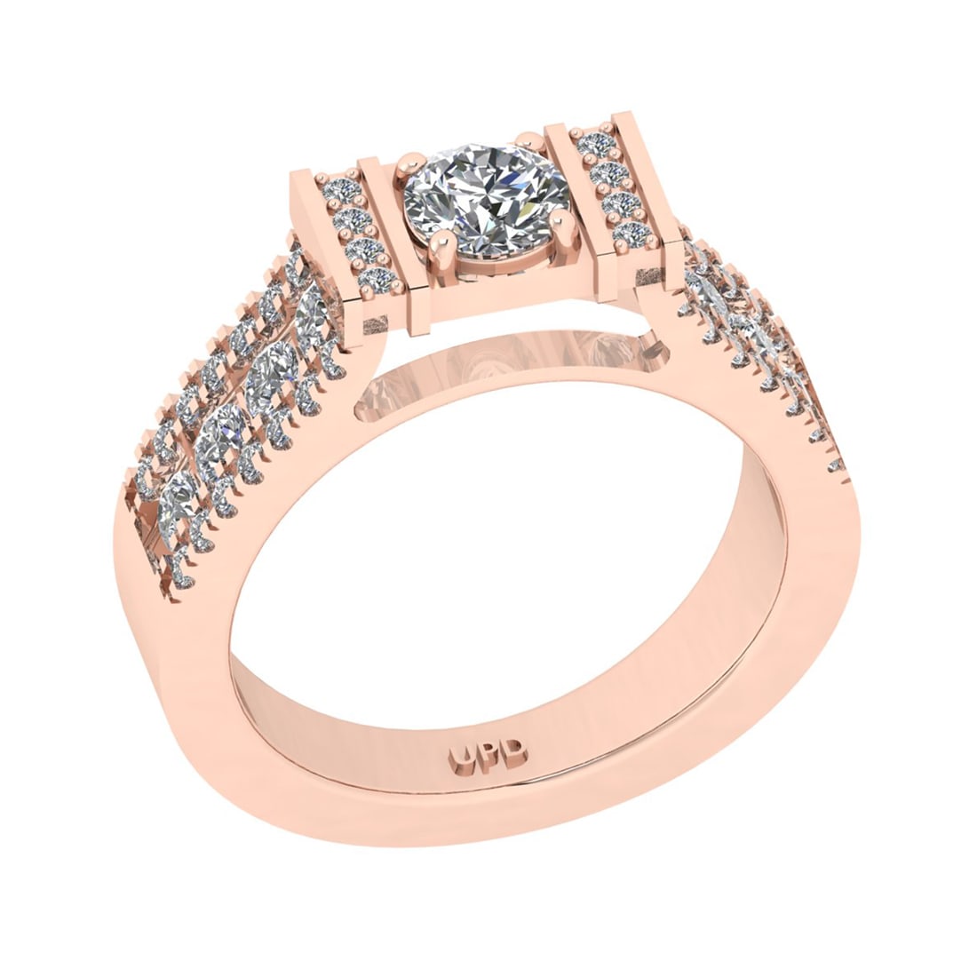 1.36 Ctw VS/SI1 Diamond 10K Rose Gold Engagement Ring (ALL DIAMOND ARE LAB: Center Diamond Weight : 0.45 Ctw (Round Cut) Color : J-K Clarity : VS/SI1 Setting : Prong Side Weight Of Ctw 0.91 Ctw Color : J-K Clarity : VS/SI1 Stone Setting : Prong Metal Weight : Approx 6.90 gram