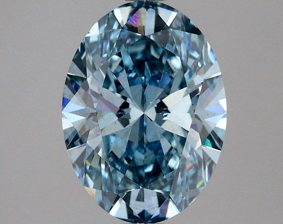 3.01ct Oval Cut Lab Grown Diamond: IGI CertifiedOvalCut Loose Diamond (LAB GROWN) - Weight:3.01 ctw; Color: Fancy Vivid Blue; Clarity: VS1 #3SS98882v15