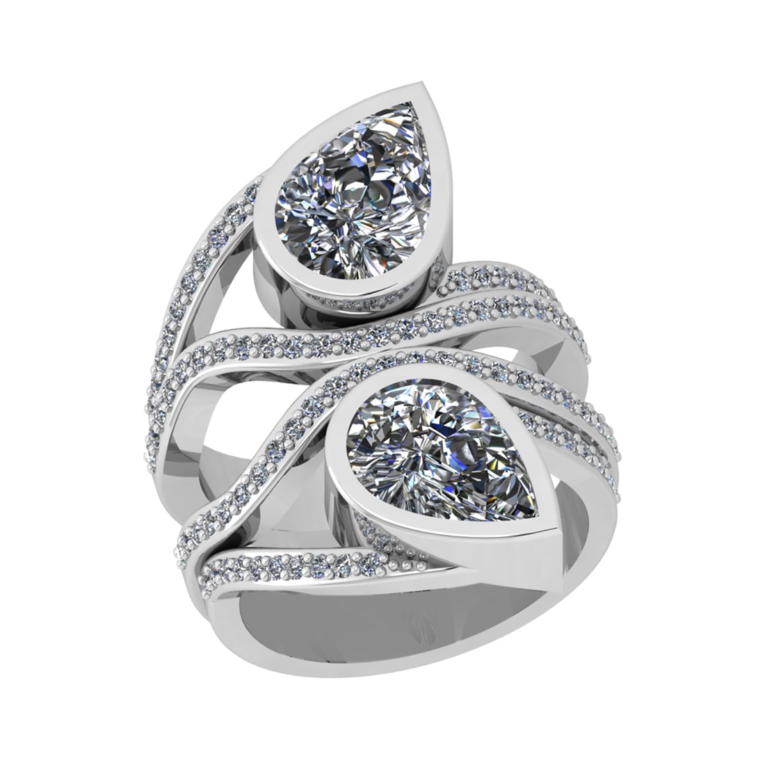 2.67 Ctw SI1/SI2 Diamond Prong Set 14k white Gold Engagement Ring: Center Daimond Weight :-2.00 Ctw ( Pear Cut) Color : G-H Clarity : SI1/SI2 Side Diamond Weight Of Ctw 0.67 Ctw Color : G-H Clarity : SI1/SI2 Daimond Setting : Prong Metal Weight : Approx 8.46 gram 14k