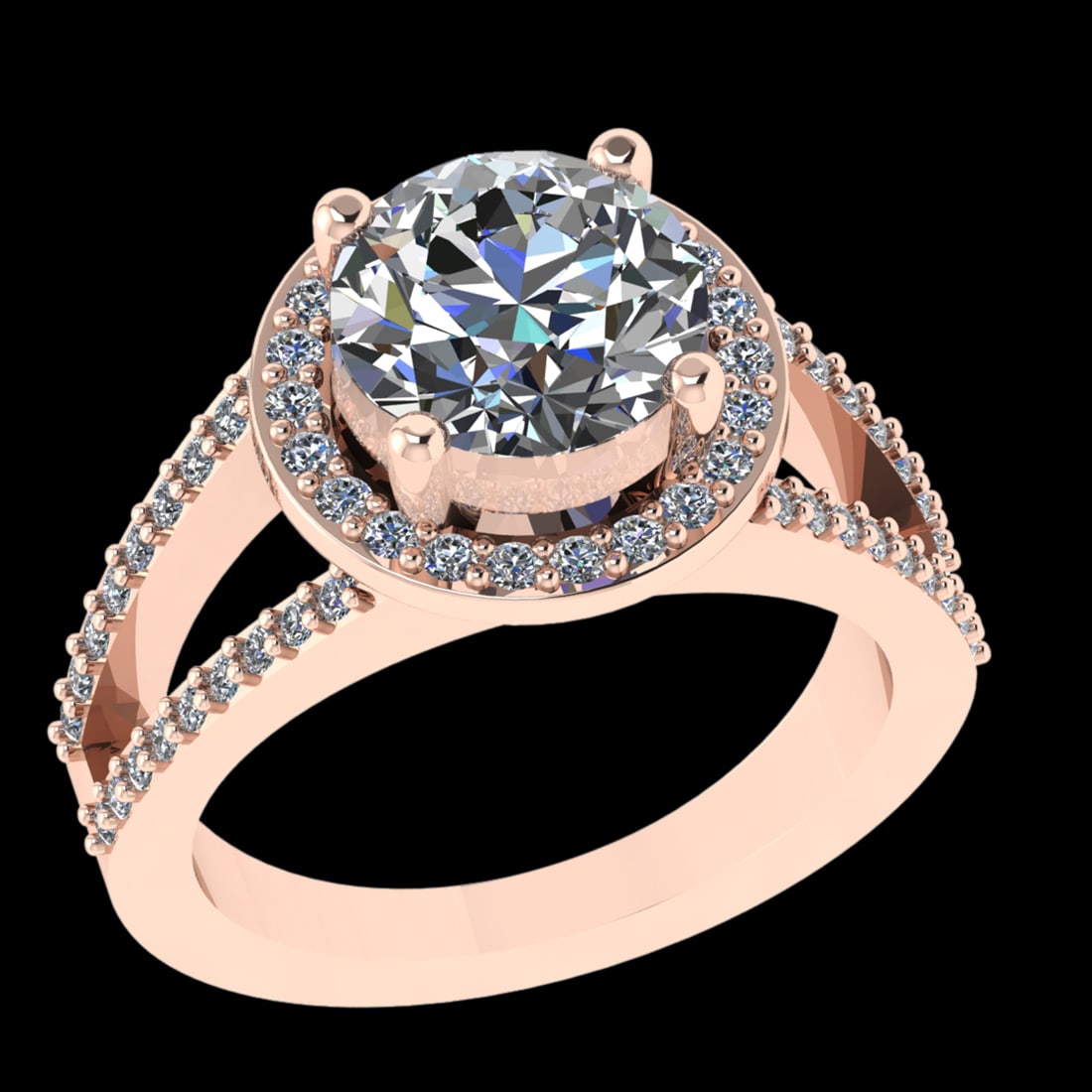 3.44 Ctw VS/SI1 Diamond Prong Set 10k Rose Gold Engagement Ring (ALL DIAMON: Center Daimond Weight :-2.75 Ctw ( Round Cut) Color : J-K Clarity : VS/SI1 Side Diamond Weight Of Ctw 0.69 Ctw Color : J-K Clarity : VS/SI1 Daimond Setting : Prong Metal Weight : Approx 6.06 gram 10k 